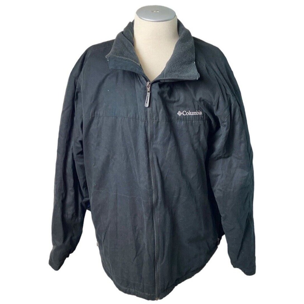 Columbia Mens Omni Shield Jacket XXL Black Full Zip Fleece Lined Outdoor Coat